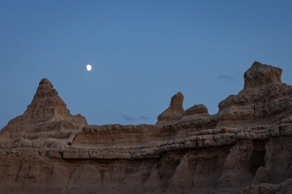Badlands at night